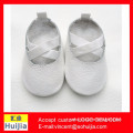 Factory Wholesale Genuine leather baby sandals barefoot white Baby dance Shoes with white cross elastic